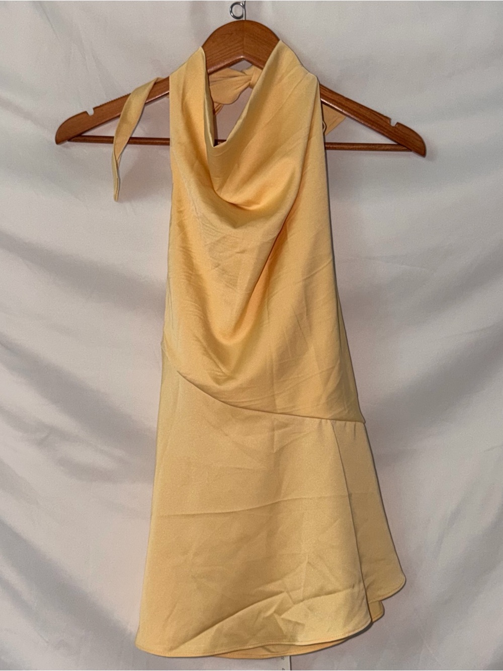 Brand New With Tag Vintage Style Small Pastel Yellow Y2K Retro Mini Halter Dress